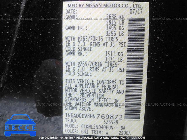 2017 NISSAN FRONTIER S/SV/SL/PRO-4X 1N6AD0EV8HN769872 image 8