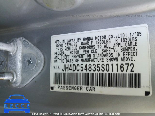 2005 Acura RSX JH4DC54835S011672 image 8