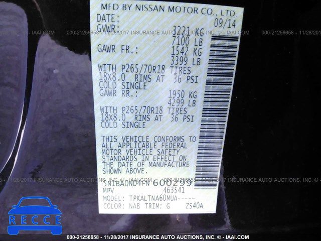 2015 Nissan Armada SV/SL/PLATINUM 5N1BA0ND4FN600299 image 8