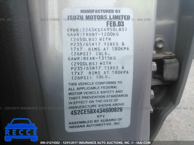 2003 Isuzu Axiom XS 4S2CE58X434600826 image 8