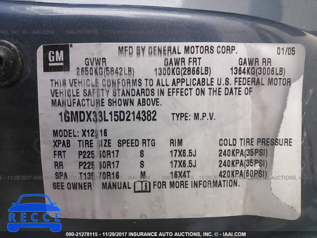 2005 Pontiac Montana SV6 1GMDX33L15D214382 image 8