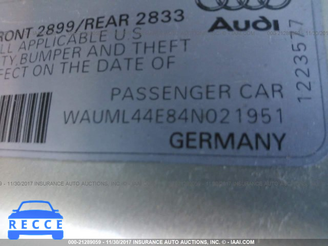 2004 Audi A8 L QUATTRO WAUML44E84N021951 image 8