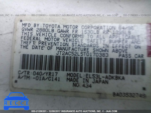 1996 Toyota Tercel STD/DX JT2AC52L5T0170383 image 8