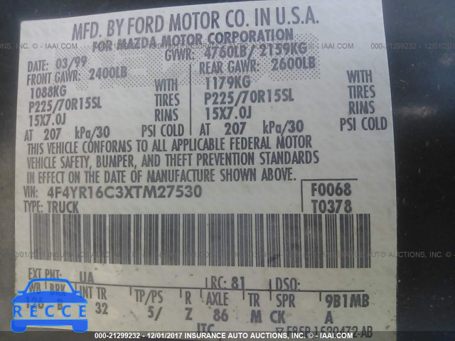 1999 Mazda B2500 CAB PLUS 4F4YR16C3XTM27530 image 8