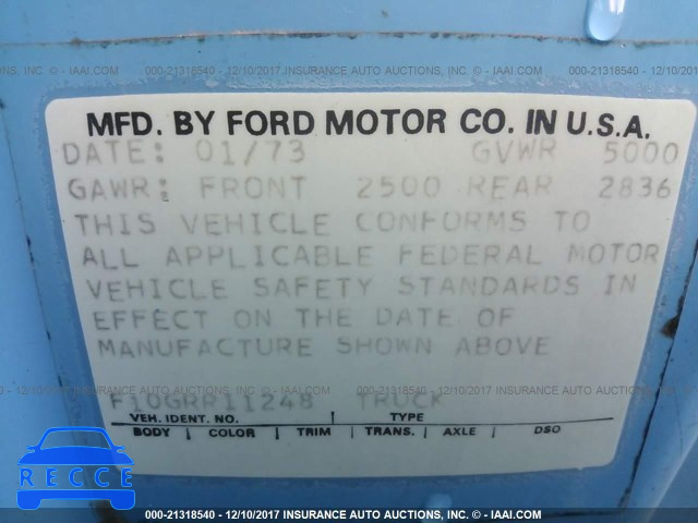 1973 FORD TRUCK F10GRR11248 image 8