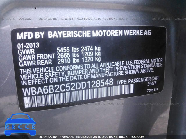 2013 BMW 650 I WBA6B2C52DD128548 image 8