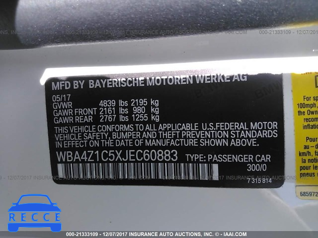 2018 BMW 430I WBA4Z1C5XJEC60883 зображення 8