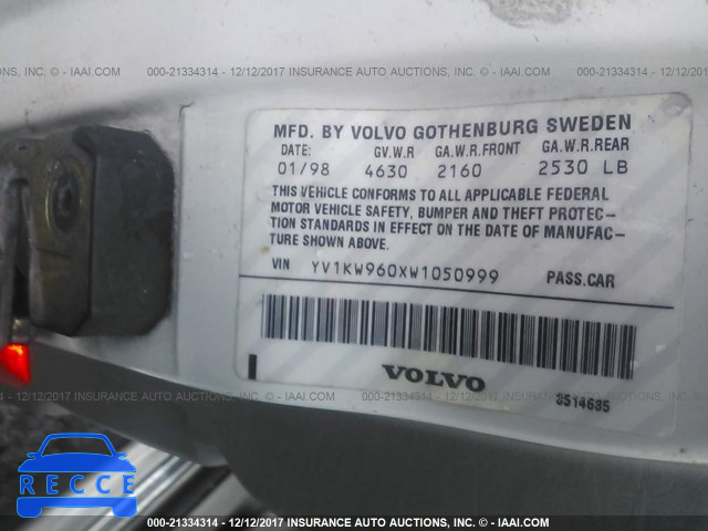 1998 Volvo V90 YV1KW960XW1050999 image 8