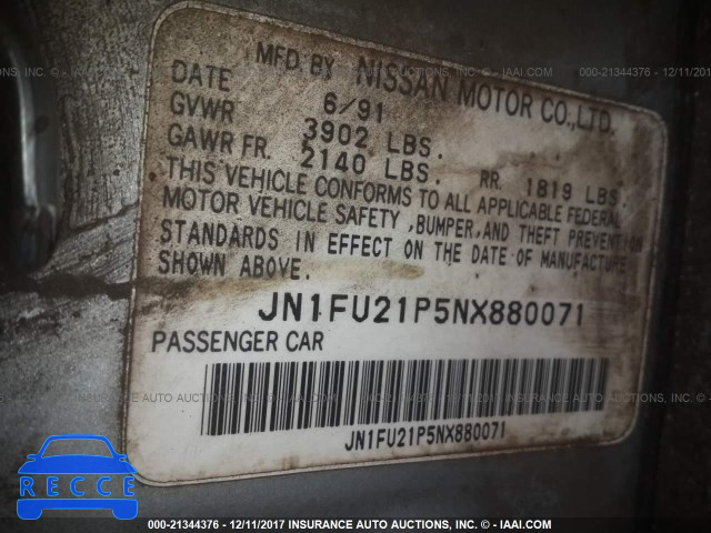 1992 Nissan Stanza JN1FU21P5NX880071 image 8