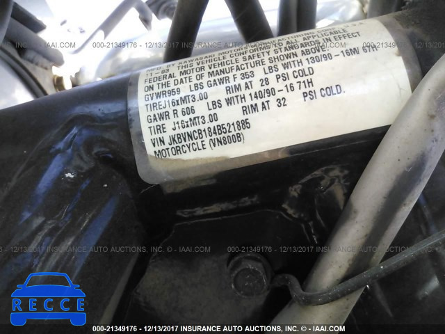 2004 Kawasaki VN800 B JKBVNCB184B521885 зображення 9