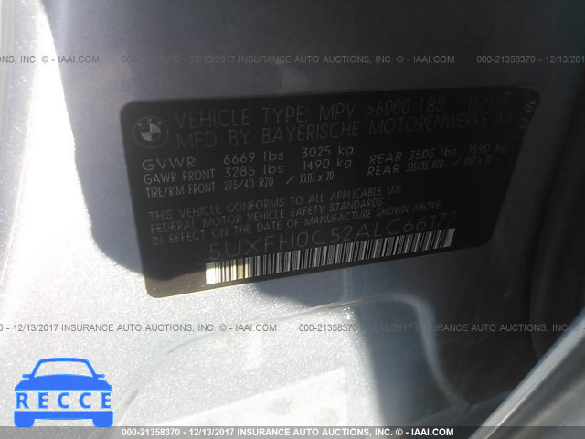 2010 BMW X6 HYBRID 5UXFH0C52ALC66177 image 8