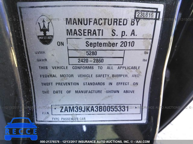 2011 Maserati Quattroporte S ZAM39JKA3B0055331 зображення 8