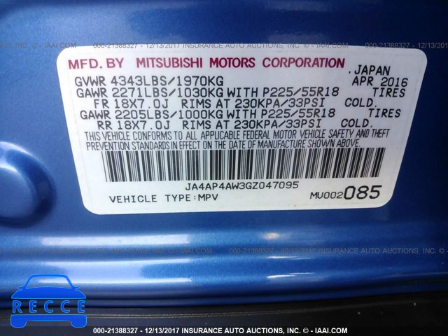 2016 MITSUBISHI OUTLANDER SPORT JA4AP4AW3GZ047095 image 8