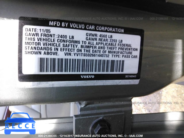 2006 Volvo S80 2.5T YV1TS592661440732 image 8