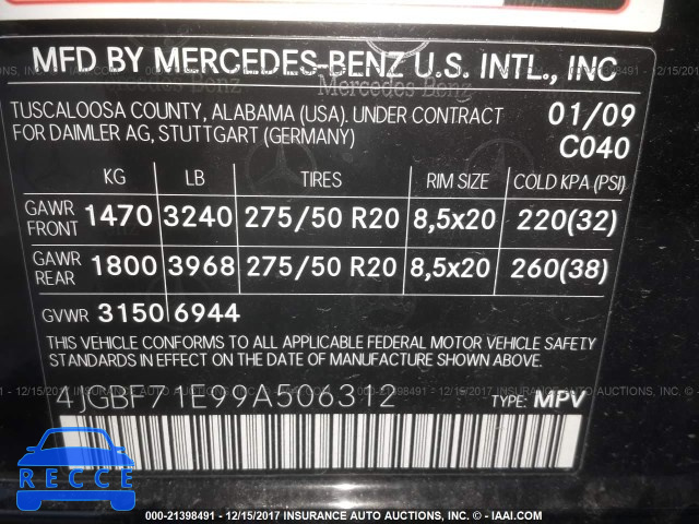 2009 Mercedes-benz GL 450 4MATIC 4JGBF71E99A506312 Bild 8