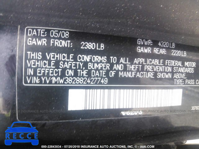 2008 VOLVO V50 2.4I YV1MW382882427749 image 8