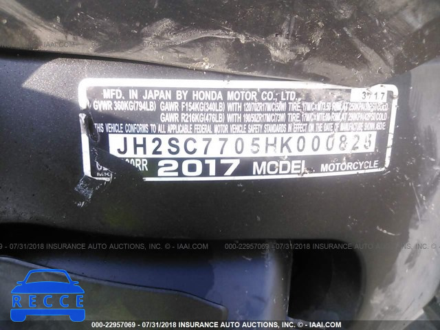 2017 HONDA CBR1000 RR JH2SC7705HK000825 зображення 9