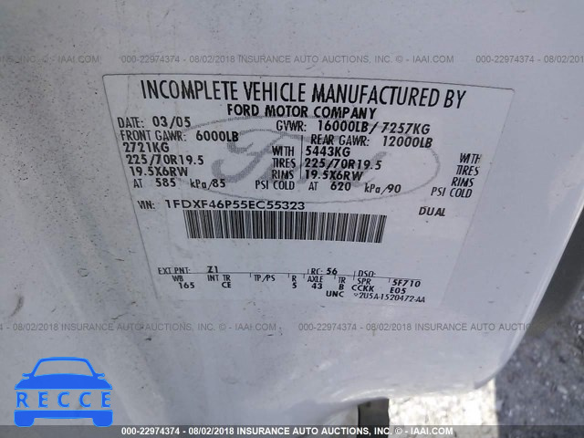 2005 FORD F450 SUPER DUTY 1FDXF46P55EC55323 image 9