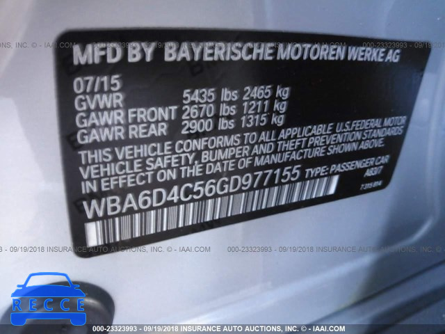 2016 BMW 650 I/GRAN COUPE WBA6D4C56GD977155 Bild 8