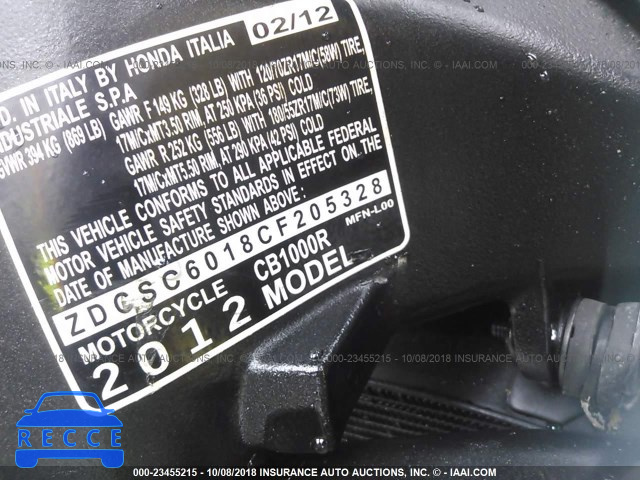 2012 HONDA CB1000 R ZDCSC6018CF205328 image 9