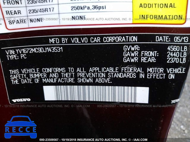 2013 VOLVO C70 T5 YV1672MC9DJ143531 image 8