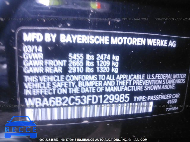2015 BMW 650 I/GRAN COUPE WBA6B2C53FD129985 image 8