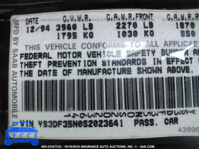 1995 SAAB 900 SE TURBO YS3DF35N0S2023641 image 8