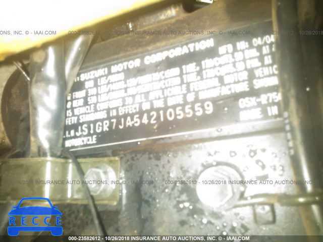 2004 SUZUKI GSX-R750 K JS1GR7JA542105559 image 8