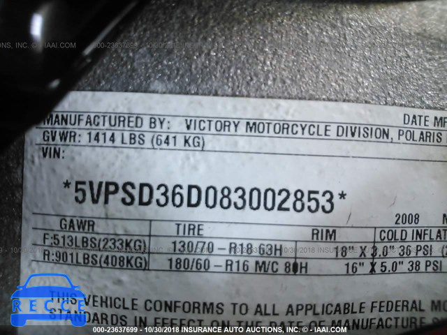2008 VICTORY MOTORCYCLES VISION DELUXE 5VPSD36D083002853 Bild 9