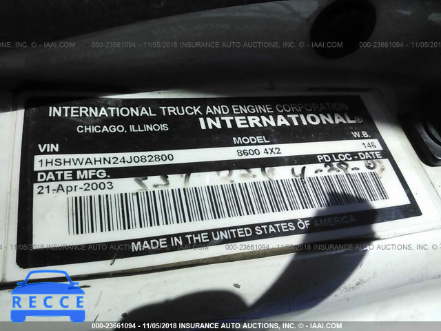 2004 INTERNATIONAL 8600 8600 1HSHWAHN24J082800 зображення 8