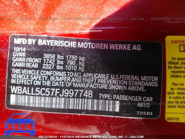 2015 BMW Z4 SDRIVE28I WBALL5C57FJ997748 зображення 8