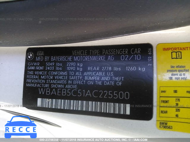 2010 BMW 650 I WBAEB5C51AC225500 image 8