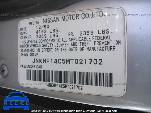 1991 INFINITI M30 JNKHF14C5MT021702 image 8