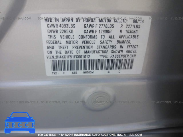 2015 ACURA RLX TECH JH4KC1F51FC001012 image 8