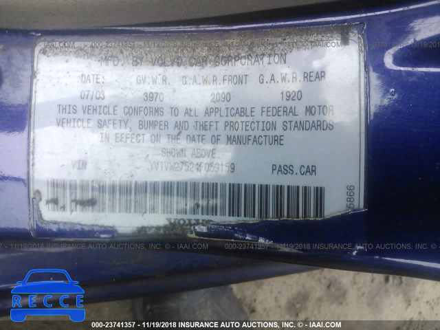 2004 VOLVO V40 1.9T YV1VW27524F059159 зображення 8