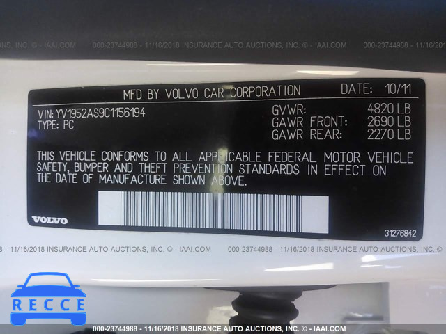 2012 VOLVO S80 3.2 YV1952AS9C1156194 image 8