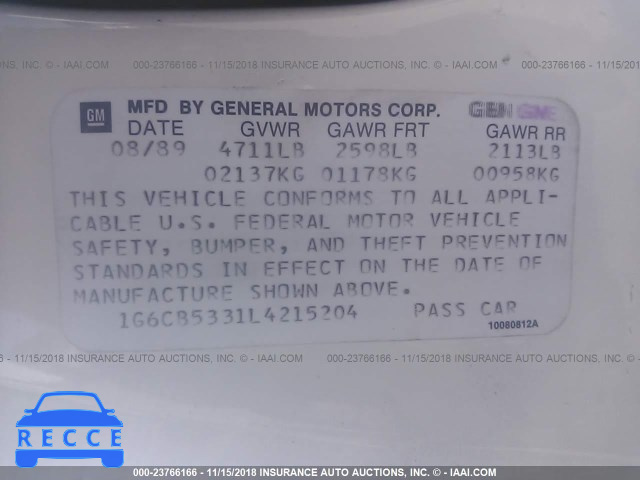 1990 CADILLAC FLEETWOOD 1G6CB5331L4215204 image 8
