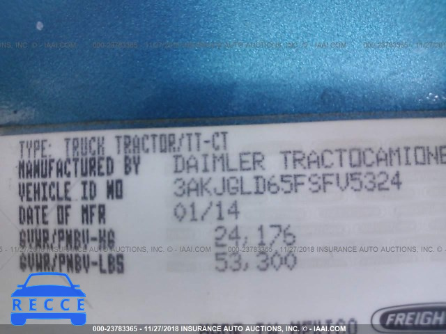 2015 FREIGHTLINER CASCADIA 125 3AKJGLD65FSFV5324 image 8