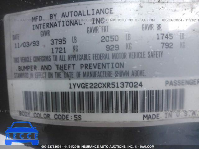 1994 MAZDA 626 DX/LX 1YVGE22CXR5137024 image 8