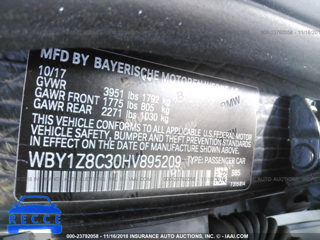2017 BMW I3 REX WBY1Z8C30HV895209 зображення 8