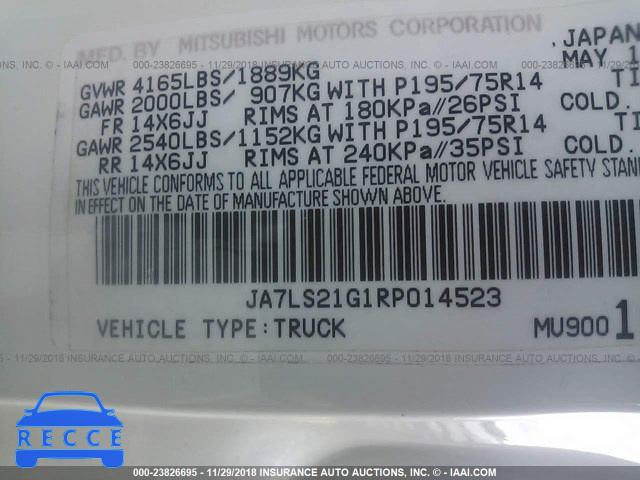 1994 MITSUBISHI MIGHTY MAX JA7LS21G1RP014523 image 8