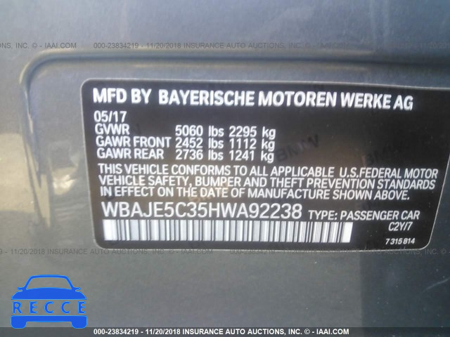 2017 BMW 540 I WBAJE5C35HWA92238 зображення 8