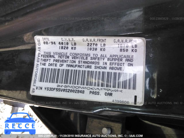 1995 SAAB 900 SE YS3DF55V0S2002848 Bild 8