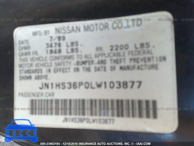 1990 NISSAN 240SX SE JN1HS36P0LW103877 Bild 8