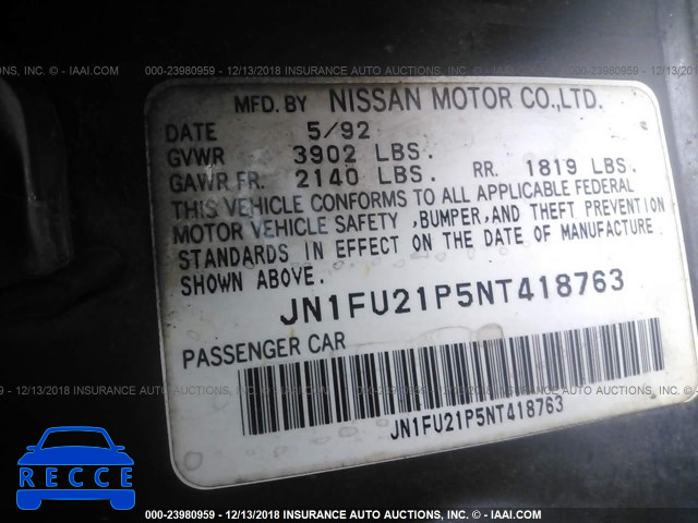1992 NISSAN STANZA JN1FU21P5NT418763 image 8