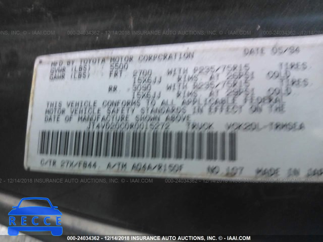 1994 TOYOTA T100 SR5 JT4VD20C0R0015272 image 8