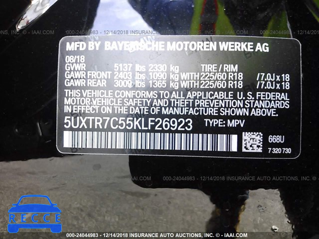 2019 BMW X3 SDRIVE30I 5UXTR7C55KLF26923 image 8