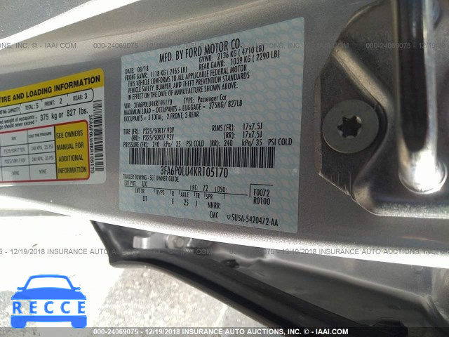 2019 FORD FUSION 3FA6P0LU4KR105170 Bild 8