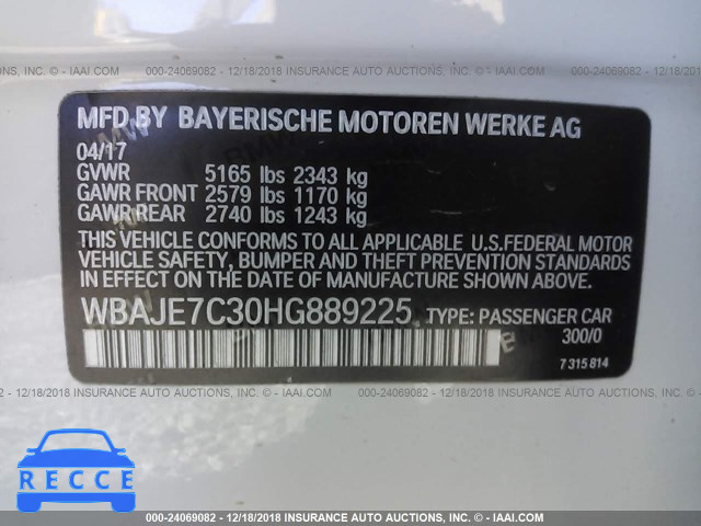 2017 BMW 540 XI WBAJE7C30HG889225 зображення 8