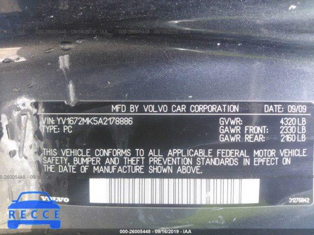 2010 VOLVO C30 T5 YV1672MK5A2178886 image 8